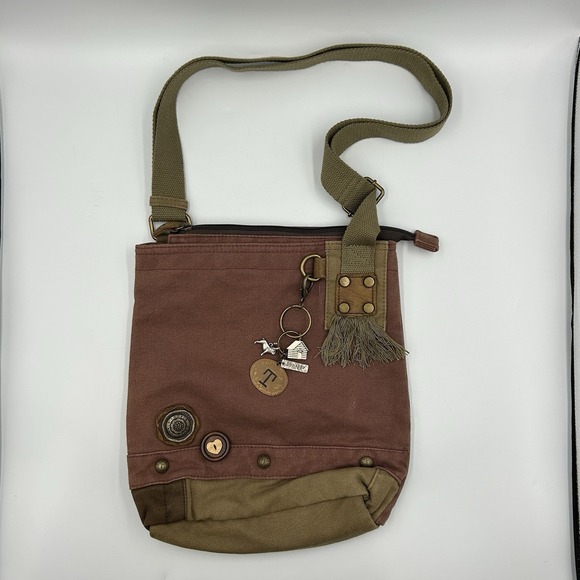 Chala Handbags - CHALA Patch Crossbody Shoulder Messenger Bag Handbag Purse Olive Khaki Plum EUC‎